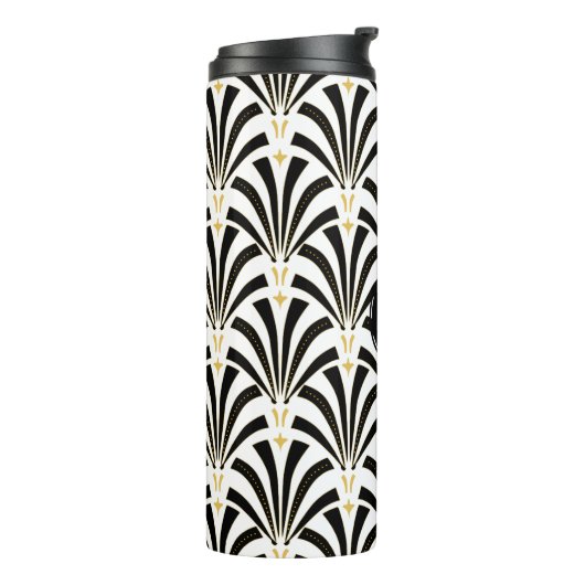 Art Deco Black & White Palmettos aus den 20er Jahr Thermosbecher (Nach links gedreht)