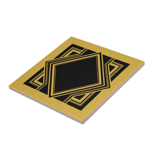 Art Deco Black Yellow Geometric Square Element 05 Fliese (Seite)