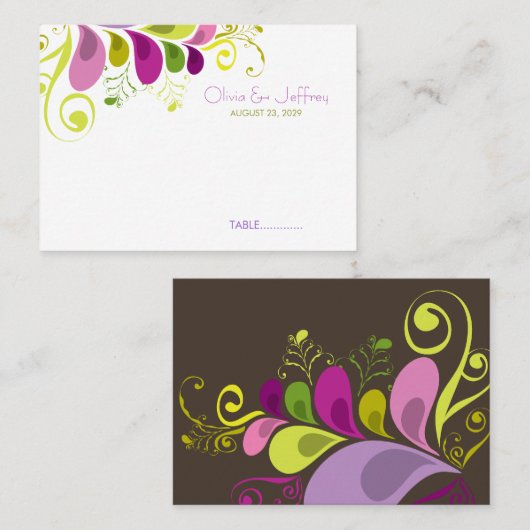 Art Déco Blätter Hochzeiten Platzkarte (Vorne/Hinten)