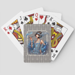 Art Deco Blau Flapper Spielkarten
