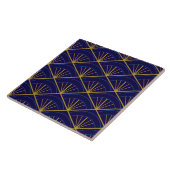 Art Deco Blau Gold Geometrisch Fliese (Seite)