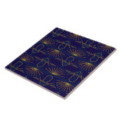 Art Deco Blau Gold Geometrisch Fliese (Seite)