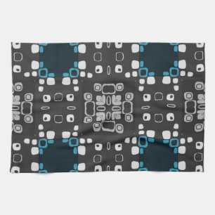 Art Deco Blau, Graue Blumenschleife Retro Abstrakt Geschirrtuch