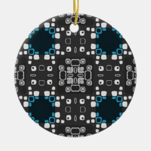 Art Deco Blau, Graue Blumenschleife Retro Abstrakt Keramik Ornament