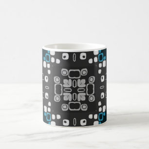 Art Deco Blau, Grauer Blumenwirl Retro Abstrakt Kaffeetasse