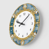 Art Deco Blau Große Wanduhr (Winkel)