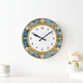 Art Deco Blau Große Wanduhr (Zuhause)