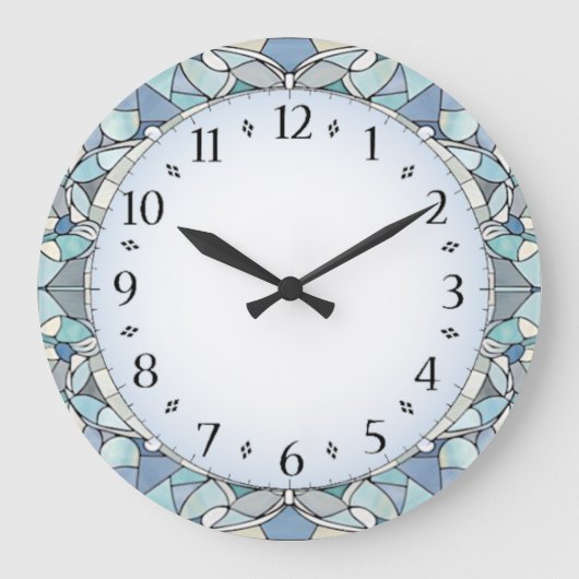 Art Deco Blau Große Wanduhr (Vorderseite)