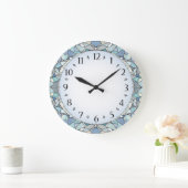 Art Deco Blau Große Wanduhr (Zuhause)