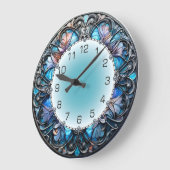 Art Deco Blau Große Wanduhr (Winkel)