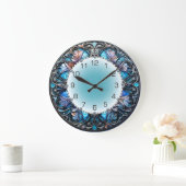 Art Deco Blau Große Wanduhr (Zuhause)