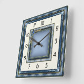 Art Deco Blau Quadratische Wanduhr (Winkel)