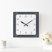 Art Deco Blau Quadratische Wanduhr (Zuhause)