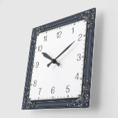 Art Deco Blau Quadratische Wanduhr (Winkel)
