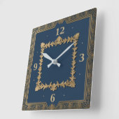 Art Deco Blau Quadratische Wanduhr (Winkel)
