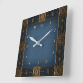 Art Deco Blau Quadratische Wanduhr (Winkel)