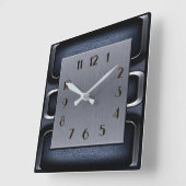 Art Deco Blau Quadratische Wanduhr (Winkel)