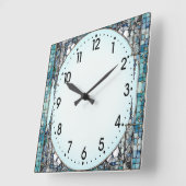 Art Deco Blau Quadratische Wanduhr (Winkel)