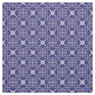Art Deco Blau-weiß abstraktes Fliesenmuster Stoff