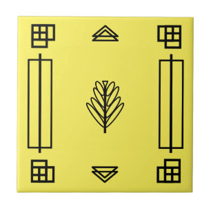 Art Deco Blöcke in Gelber Keramik Tile Fliese