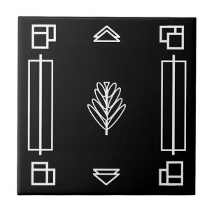 Art Deco Blöcke in Schwarz-Weiß-Keramik Tile Fliese