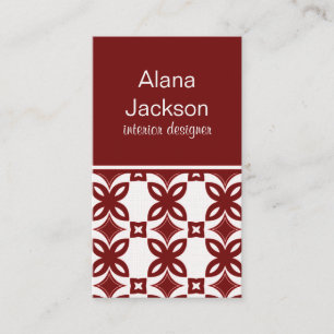 Art Deco Blooms Business Card, Crimson Visitenkarte