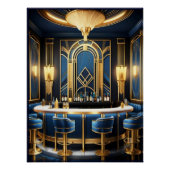 Art Deco Blue Bar Poster. Poster (Vorderseite)