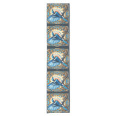 Art Deco Blue Bird Table Runner Kurzer Tischläufer (Vorderseite)