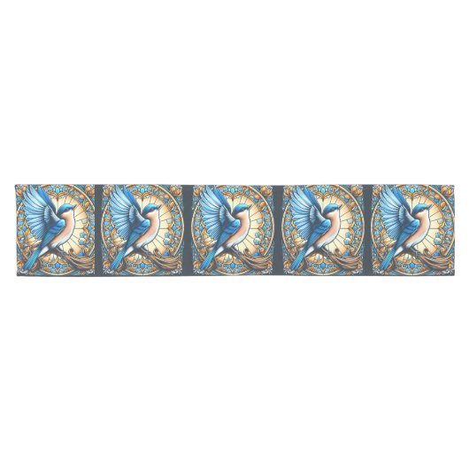 Art Deco Blue Bird Table Runner Kurzer Tischläufer (Horizontal)