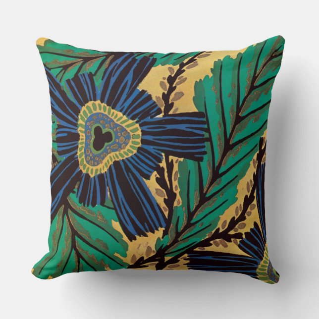 Art Deco Blue Blume von Séguy Kissen (Vorderseite)