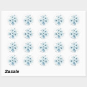 Art Deco Blue Daisy Blumenmuster Runder Aufkleber (Blatt)