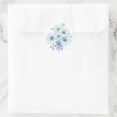 Art Deco Blue Daisy Blumenmuster Runder Aufkleber (Tasche)