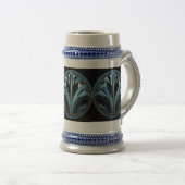 Art Deco Blue Design Stein Bierglas (VorderseiteRechts)