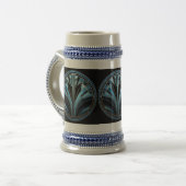 Art Deco Blue Design Stein Bierglas (Vorderseite Links)