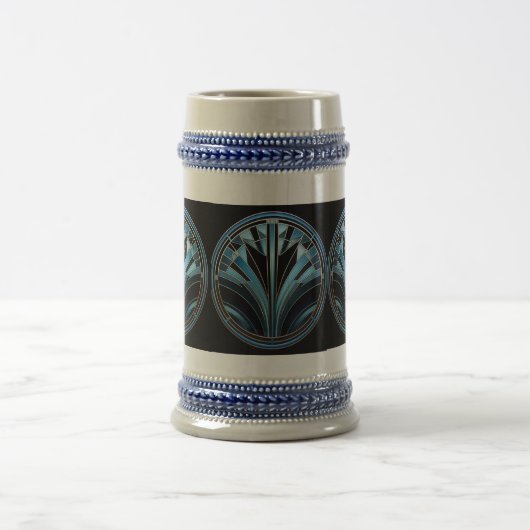 Art Deco Blue Design Stein Bierglas (Mittel)