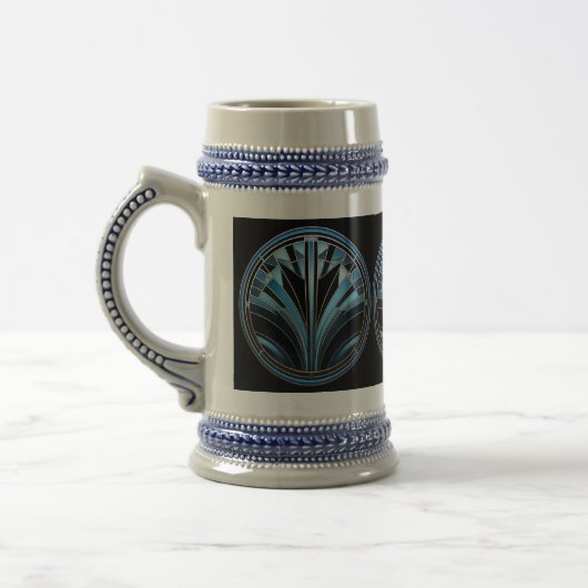 Art Deco Blue Design Stein Bierglas (Links)