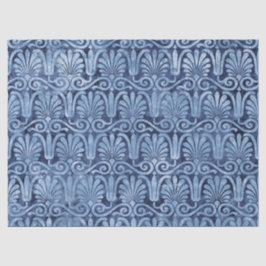 Art Deco Blue Fans and Scroll Work Decoute Seidenpapier