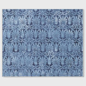 Art Deco Blue Fans and Scroll Work Geschenkpapier (Flach)