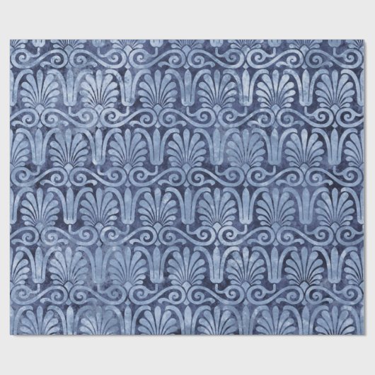 Art Deco Blue Fans and Scroll Work Geschenkpapier (Flach)