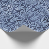 Art Deco Blue Fans and Scroll Work Geschenkpapier (Ecke)