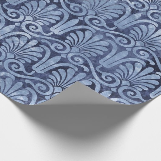 Art Deco Blue Fans and Scroll Work Geschenkpapier (Ecke)