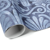 Art Deco Blue Fans and Scroll Work Geschenkpapier (Rolleneckpunkt)