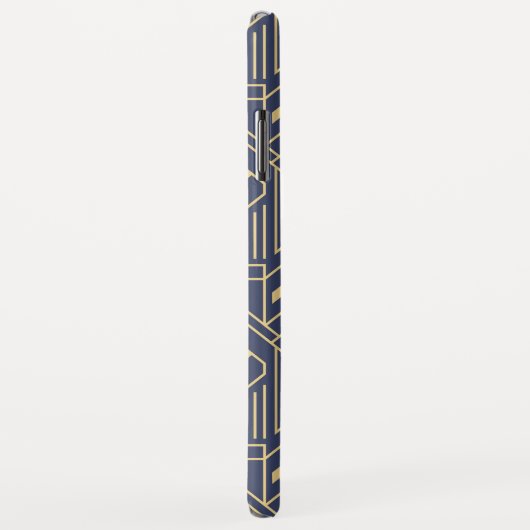 Art Deco Blue Gold Geometric Personalisierter Name Case-Mate iPhone Hülle (Hinten/Rechts)