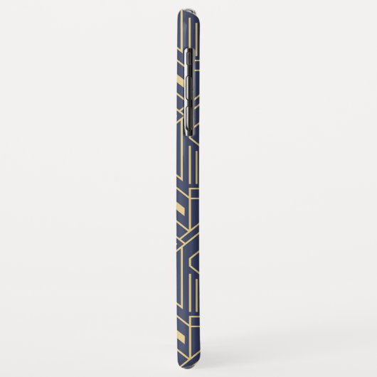 Art Deco Blue Gold Geometric Personalisierter Name Case-Mate iPhone Hülle (Hinten/Links)