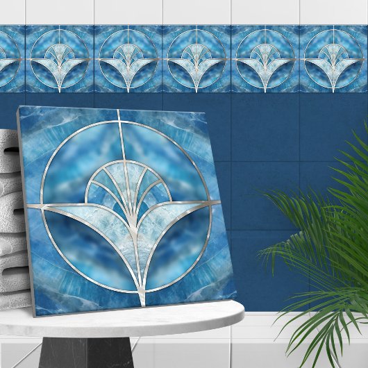 Art Deco - Blue Marble & Pearl Fliese