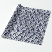 Art Deco Blue Navy Silver Gray Scales Seashells Geschenkpapier (Ungerollt)