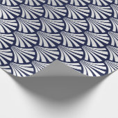 Art Deco Blue Navy Silver Gray Scales Seashells Geschenkpapier (Ecke)