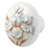  Art Deco Blue Rose Gold Stylized Lilies Keramikknauf (Rechts)