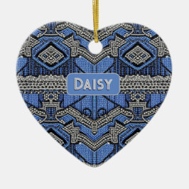 Art Deco Blue & Silver Perlen der 1920er Jahre - N Keramik Ornament