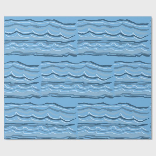 Art Deco Blue Waves Muster Geschenkpapier (Flach)